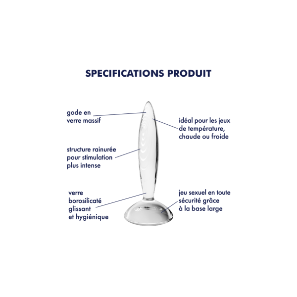 Gode anal en verre borosilicaté massif transparent Sparkling Crystal Satisfyer 